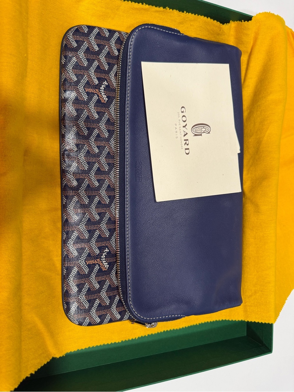 Goyard Navy and Brown Goyardine Zip Clutch - Picture 11 of 11
